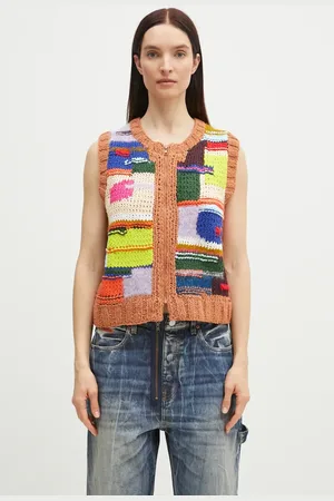 MARTINE ROSE Kamizelka z domieszką wełny Handknit Zip damski kolor ciepły 967YA16800