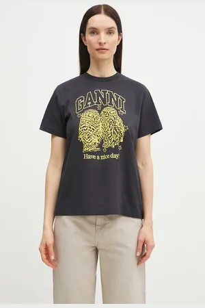 Ganni T-shirt bawełniany Basic Jersey Owls Relaxed damski kolor T4059