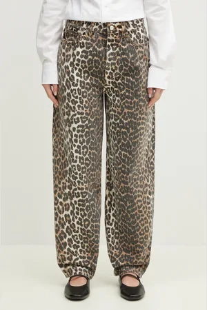Ganni Jeansy Print Denim Stary damskie high waist J1184