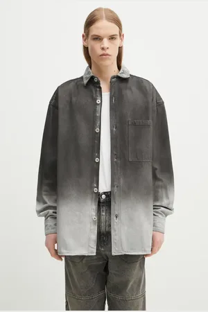 MARCELO BURLON Koszula jeansowa Gradient Denim Overshirt Black White męska kolor relaxed z kołnierzykiem klasycznym CMYE01DS25DEN0011001