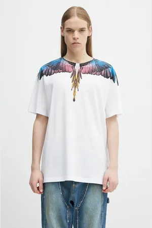 MARCELO BURLON T-shirt bawełniany Icon Wings Basic T-Shirt White Pink męski kolor z nadrukiem CMAA056S25JER0010130