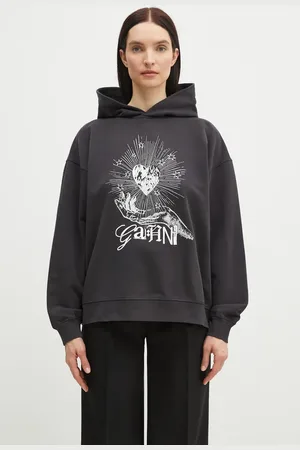 Ganni Bluza bawełniana Isoli Heart Oversized damska kolor z nadrukiem T4082