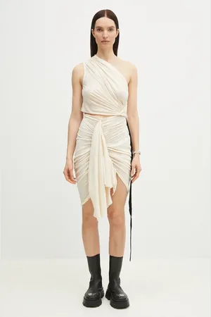 Rick Owens Sukienka bawełniana Fog kolor mini dopasowana DS01E3500.BHN