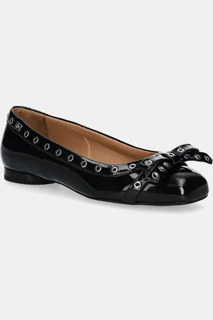 Ganni Baleriny Eyelets Bow Ballerina Naplack kolor S2755
