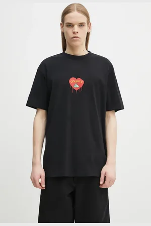 MARCELO BURLON T-shirt bawełniany Bunny Heart Basic T-Shirt Black Red męski kolor z nadrukiem CMAA056S25JER0051025