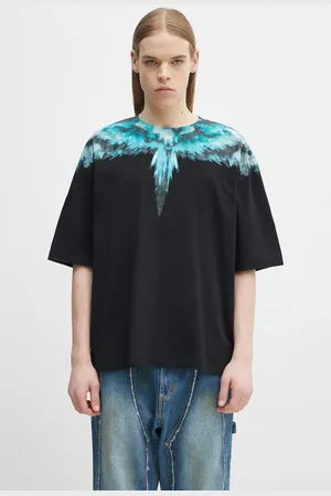 MARCELO BURLON T-shirt bawełniany Colordust Wings Boxy T-Shirt Black Turqu męski kolor z nadrukiem CMAA05AS25JER0011043