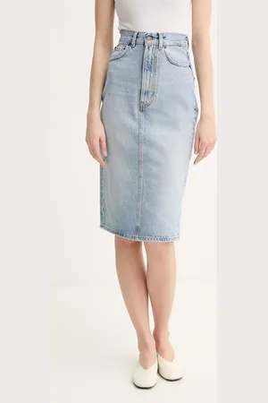Fiorucci Spódnica jeansowa Faded Heart Pocket Denim Midi Skirt kolor midi ołówkowa W02SPDSK295DN01DN01