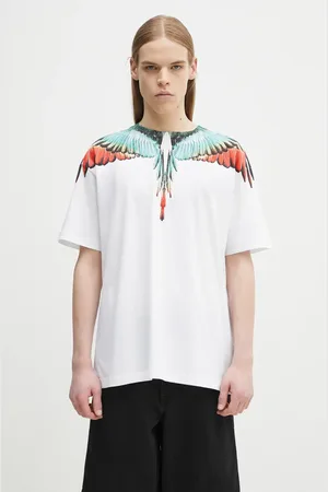 MARCELO BURLON T-shirt bawełniany Icon Wings Basic T-Shirt White Multicolo męski kolor z nadrukiem CMAA056S25JER0010184