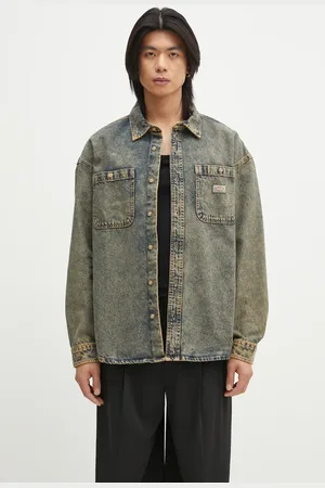 Dickies Kurtka jeansowa Houston Ls Shirt Yellow Fade Indigo męska kolor przejściowa DK0A4YF5K581