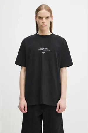 MARCELO BURLON T-shirt bawełniany Goodbye Quote Basic T-Shirt Black White męski kolor z nadrukiem CMAA056S25JER0071001