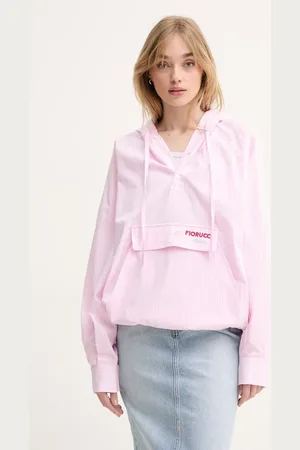 Fiorucci Bluza bawełniana Gingham Logo Hoodie Shirt damska kolor z kapturem wzorzysta W02SPTLO286CO01PN02