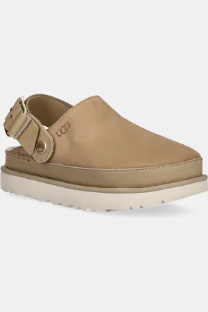 UGG Klapki nubukowe Goldenstar Villa Clog damskie kolor na platformie 1169590-MDSD