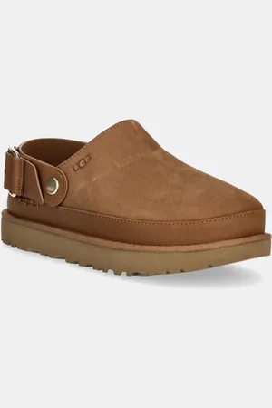UGG Klapki nubukowe Goldenstar Villa Clog damskie kolor na platformie 1169590-CHE