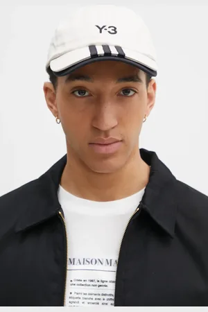 Y-3 Czapka z daszkiem bawełniana Stripes Double Brim Cap kolor z aplikacją JM9041