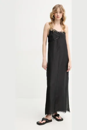 Maison Margiela Sukienka jedwabna kolor maxi prosta S52CT0785.M35244