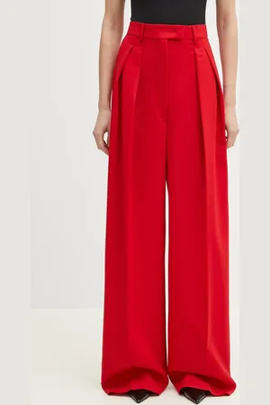 Sportmax Spodnie wełniane Abadan damskie kolor szerokie high waist 2512131041600