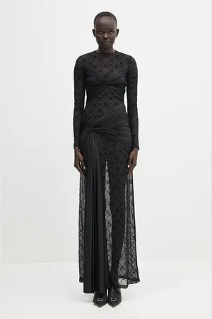 Marine Serre Sukienka Draped Jersey Knotted kolor maxi rozkloszowana WDR339A.RJER0018