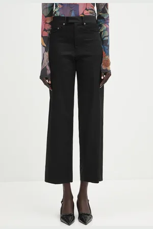 UNDERCOVER Spodnie z domieszką wełny Pants damskie kolor proste high waist UP1E1505