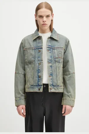Marine Serre Kurtka jeansowa Moon Laser Denim Trucker kolor przejściowa oversize MJA063A.CDEN0003
