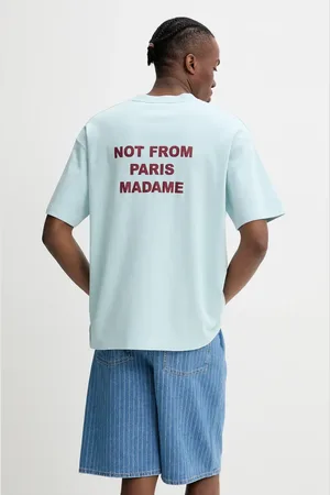 Drôle de Monsieur T-shirt bawełniany Le T-Shirt Slogan męski kolor z nadrukiem G-TS203-CO002-LBE