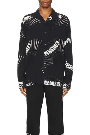 Pleasures Koszula bawełniana Fans Long Sleeve Button Down męska kolor relaxed P23W003.BLACK