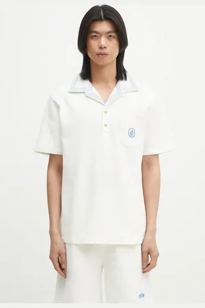 Drôle de Monsieur Polo bawełniane Le Polo Pique Damier męski kolor gładki G-PL144-CO162-OW