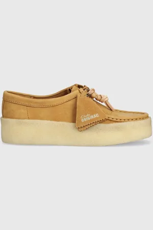 Clarks Mokasyny nubukowe Wallabee Cup kolor na platformie 26176566