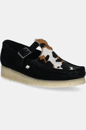 Clarks Mokasyny zamszowe Wallabee T Bar damskie kolor na płaskim obcasie 26180686