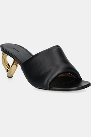 J.W.Anderson Klapki skórzane Chain Heel Open Mule damskie kolor na słupku SN0076.LA0161.999