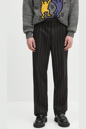 Wacko Maria Spodnie wełniane Double Pleated męskie kolor proste 24FW-WMP-TR21