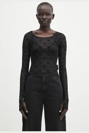 Marine Serre Longsleeve Recycled Mesh Flock SS Cropped damska kolor wzorzysta WTS012A.CJER0005