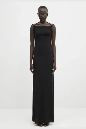 Marine Serre Sukienka Draped Jersey Thong kolor maxi dopasowana WDR335A.CJER0022