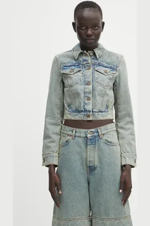 Marine Serre Kurtka jeansowa Moon Laser Denim Cropped kolor przejściowa WJA041A.CDEN0003