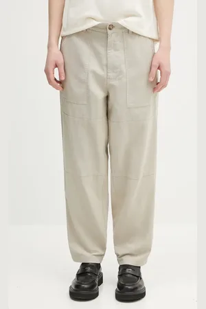 Barbour Spodnie lniane Natural Linen Blend Trouser męskie kolor proste MTR0763