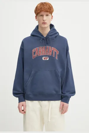 Carhartt Bluza bawełniana dziecięca Hooded Library Sweat męska kolor z kapturem z nadrukiem I034726.E7GD