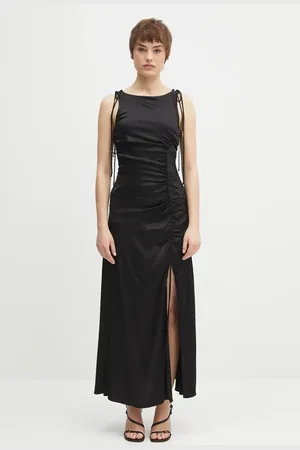 Ganni Sukienka Solid Satin Gathered Long kolor maxi dopasowana W0381