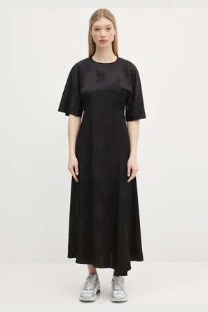 Ganni Sukienka Fluid Satin Jacquard Slit Long kolor maxi prosta W0255