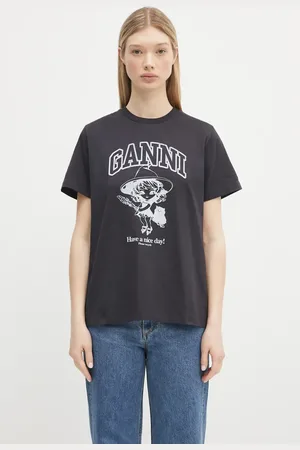 Ganni T-shirt bawełniany Basic Cotton Witch Relaxed damski kolor T4138