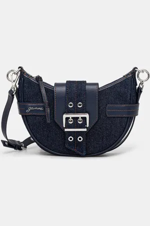 Ganni Torebka bawełniana Bucky Bag Small Crossbody Denim kolor A6137
