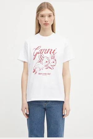 Ganni T-shirt bawełniany Basic Jersey Bunnies Relaxed damski kolor T3994