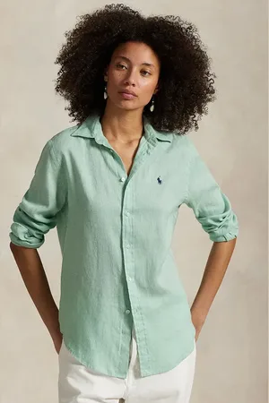 Ralph Lauren Koszula lniana kolor regular z kołnierzykiem klasycznym 211970730