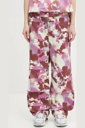 A Bathing Ape Spodnie bawełniane Map Camo Army damskie kolor szerokie high waist 1L30252001