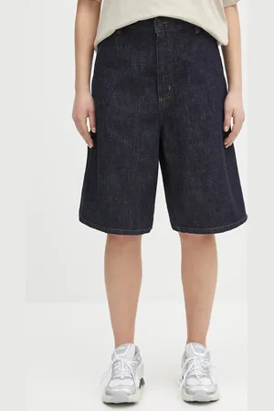 Carhartt Szorty jeansowe Brandon Single Knee Short damskie kolor gładkie high waist I034875