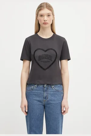 Ganni T-shirt bawełniany Heavy Cotton Heart Small damski kolor T4178