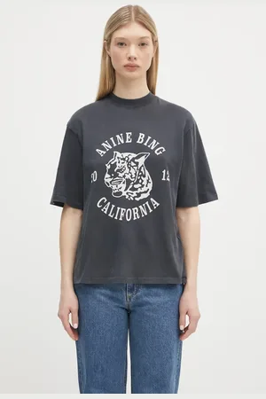 ANINE BING T-shirt bawełniany Avi Tee Collegiate Leopard damski kolor A.08.10922