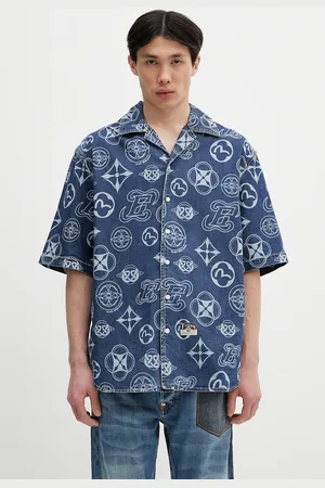 Evisu Koszula jeansowa Monogram AOP Denim SS męska kolor relaxed z kołnierzykiem klasycznym 2ESHTM5DI1147