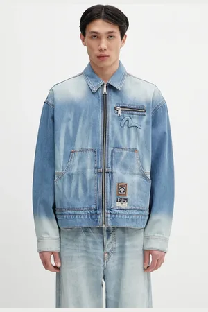 Evisu Kurtka jeansowa Worker Denim w Emboss Kamon kolor przejściowa 2ESHTM5DJ1038