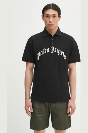 Palm Angels Polo bawełniane Curved Logo męski kolor z aplikacją PMGB012S25FAB0031003