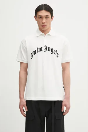 Palm Angels Polo bawełniane Curved Logo męski kolor z aplikacją PMGB012S25FAB0030310