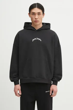 Palm Angels Bluza bawełniana Back Curved Logo męska kolor z kapturem z nadrukiem PMBB155S25FLE0041003